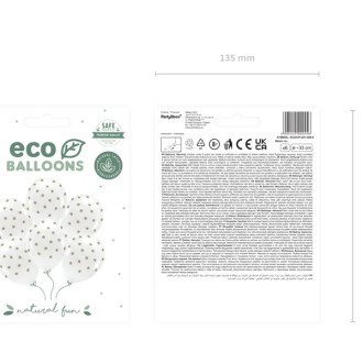 Eko baloni beli z zlatimi zvezdami 33 cm, 6 kosov