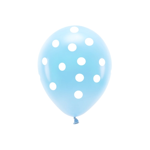 Öko pasztell kék lufik fehér pöttyökkel, 33 cm – 6 db