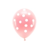 Baloane eco pastel roz cu buline albe 33 cm – 6 buc.
