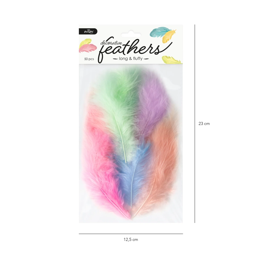 Színes tollas party konfetti 50 db (10–15 cm)