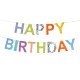 Színes Happy Birthday születésnapi banner, 2,2 m, bojtokkal