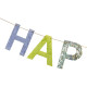 Színes Happy Birthday születésnapi banner, 2,2 m, bojtokkal