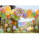 Színes Happy Birthday születésnapi banner, 2,2 m, bojtokkal