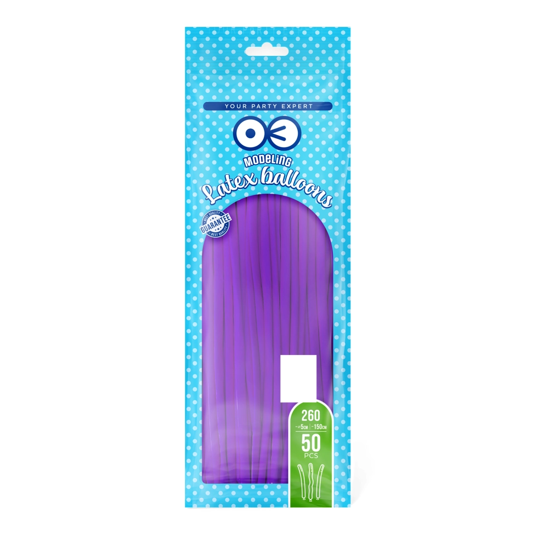 Lila matt modellező lufi 150 cm – 50 db dekorációhoz és figurákhoz