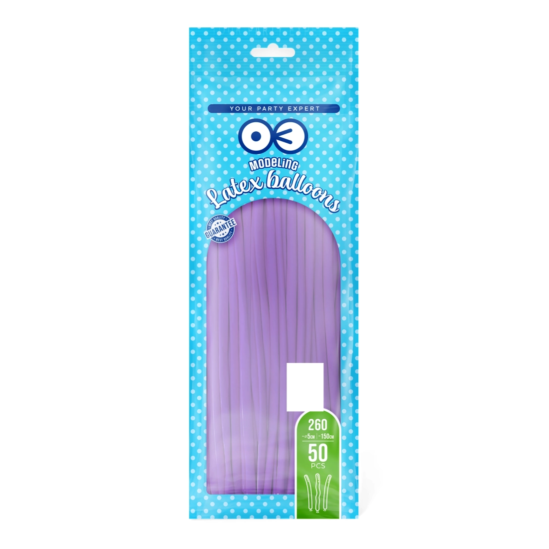 Lila pasztell modellező lufik – 50 db