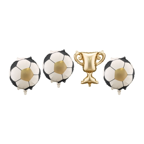 Fóliové balónky fotbalový pohár a míče, sada 4 ks, zlaté a černobílé
