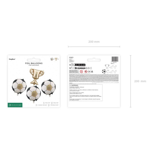 Folijski baloni nogomet in trofeja, zlati, komplet za zabavo, 4 kos