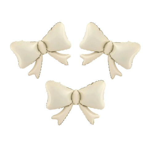 Folije baloni v obliki mašnic, bež, 3 kosi