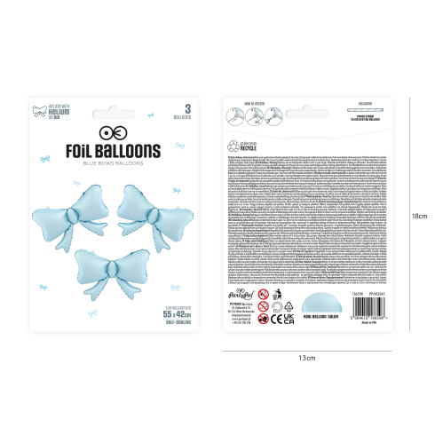 Fóliové balóny mašličky modré 3 ks