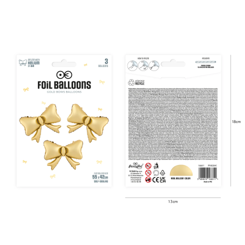 Fóliové balóny mašličky zlaté 3 ks