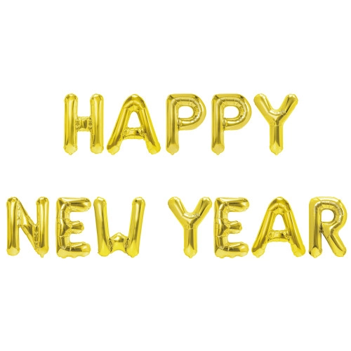 Fóliové balónky nápis Happy New Year zlaté 12 ks