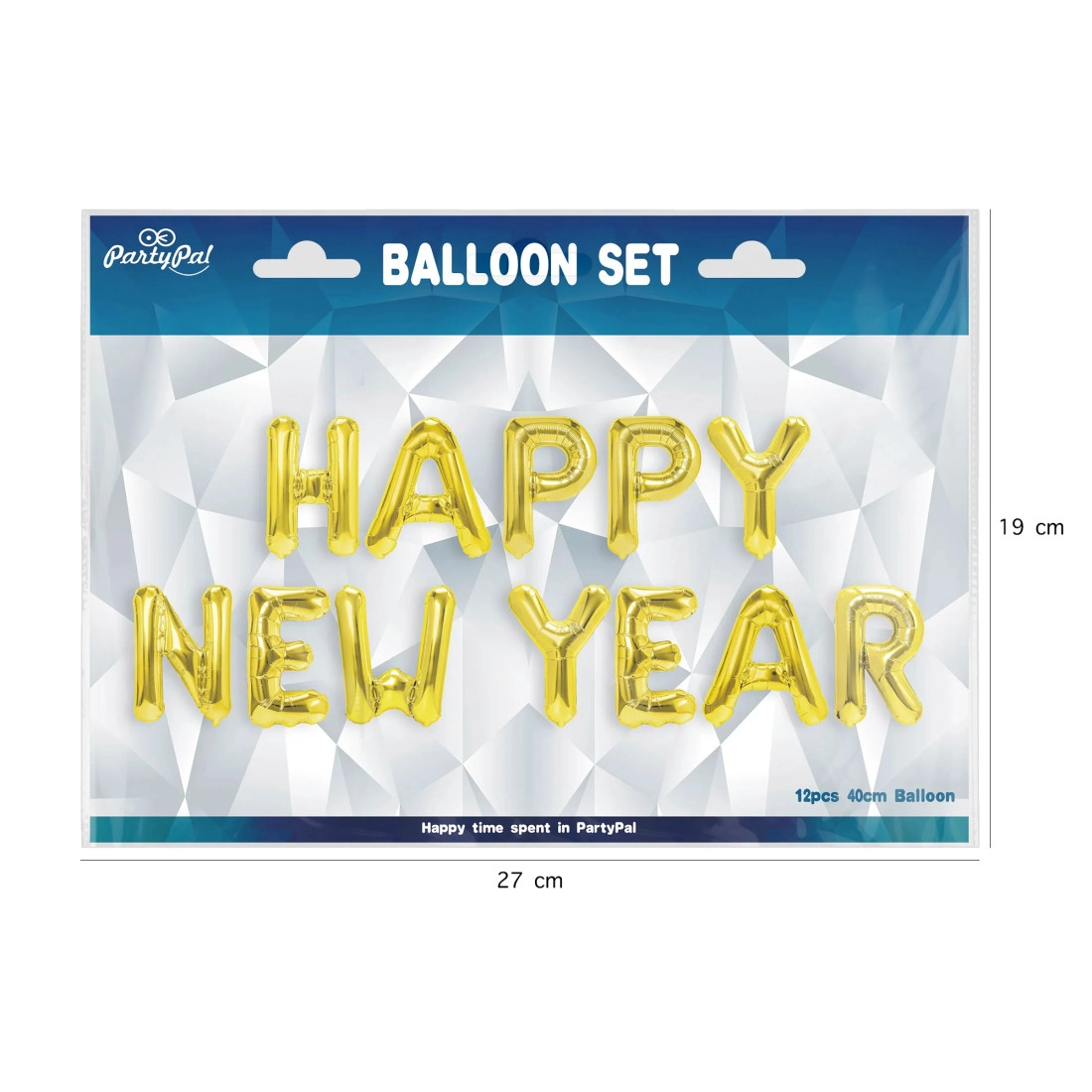 Fóliové balónky nápis Happy New Year zlaté 12 ks