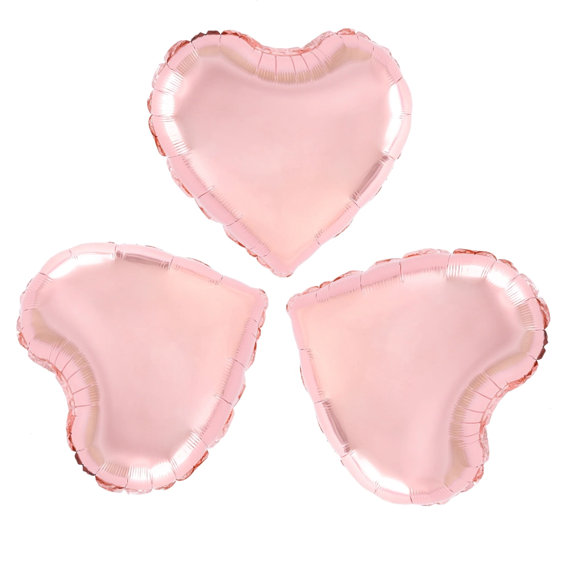 Baloane folie inimă rose gold, set 3 bucăți