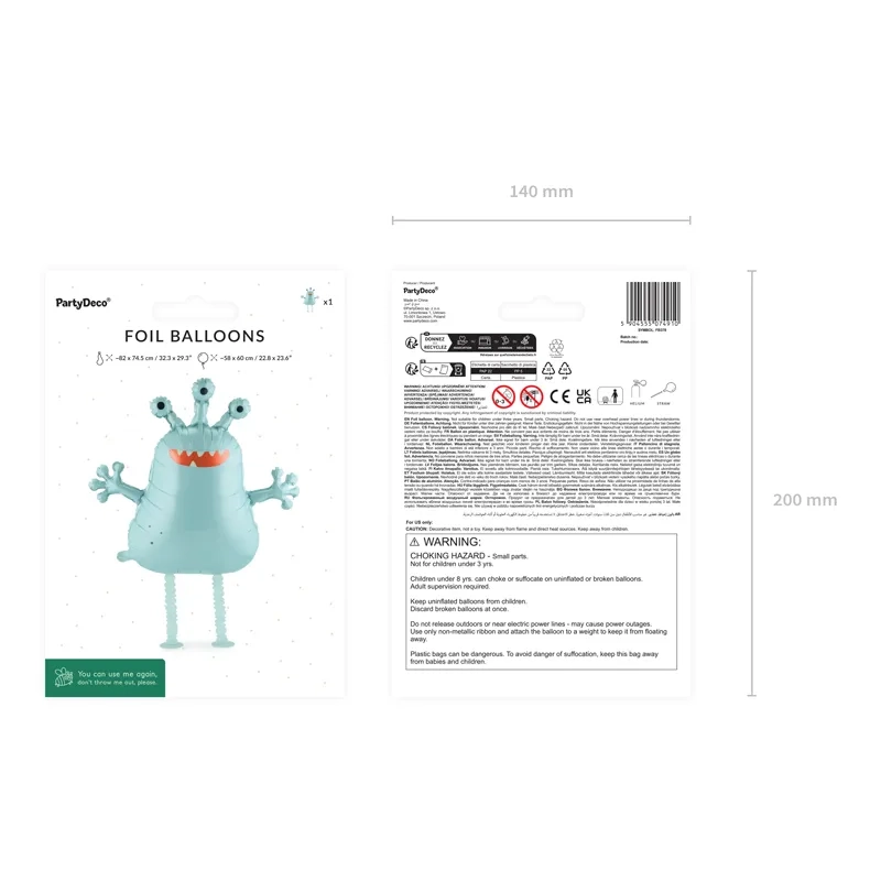 Palloncino in foil Alien camminante, mix di colori