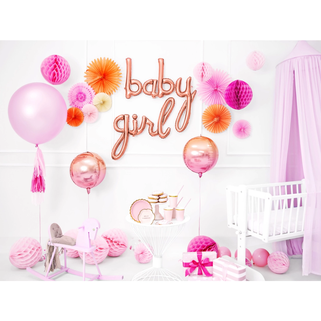 Balon din folie BABY roz-auriu 73,5 x 75,5 cm