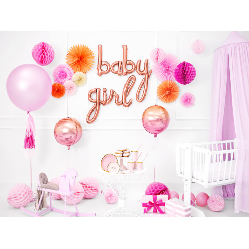 Folijski balon BABY rožnato-zlat v velikosti 73,5 x 75,5 cm