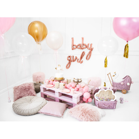 Folijski balon BABY rožnato-zlat v velikosti 73,5 x 75,5 cm