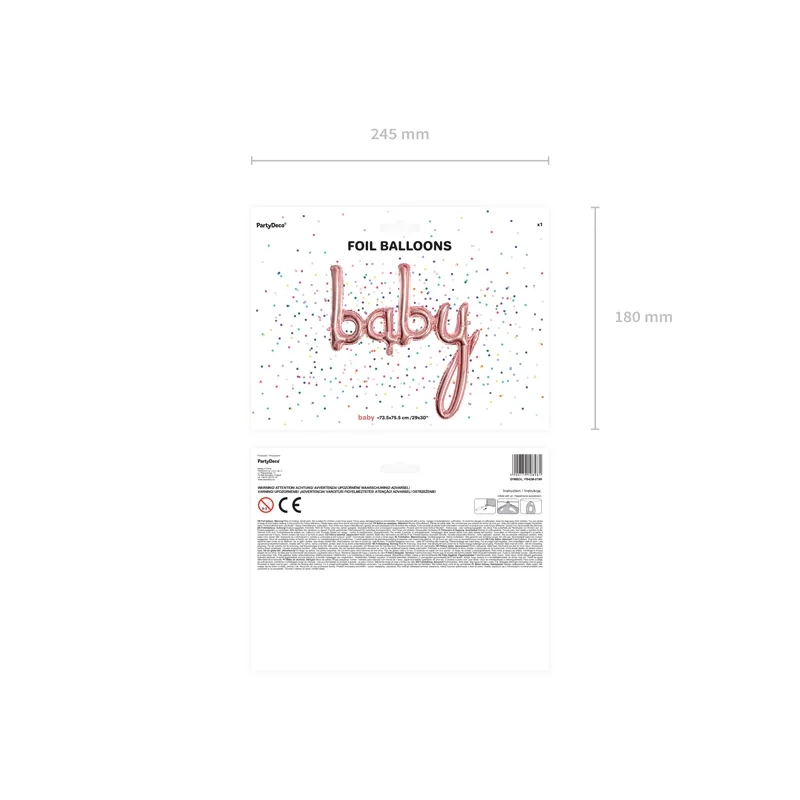 Balon din folie BABY roz-auriu 73,5 x 75,5 cm