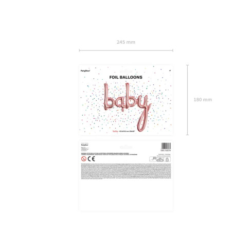 Folijski balon BABY rožnato-zlat v velikosti 73,5 x 75,5 cm