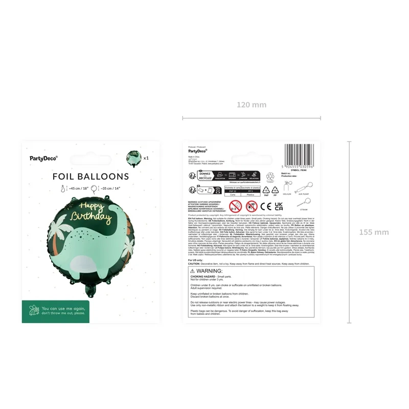 Fóliový balón Brontosaurus Happy Birthday 35×35 cm