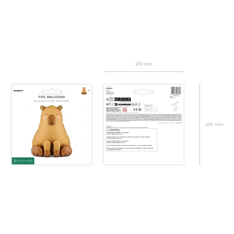 Balon folie capybara galben închis și bej