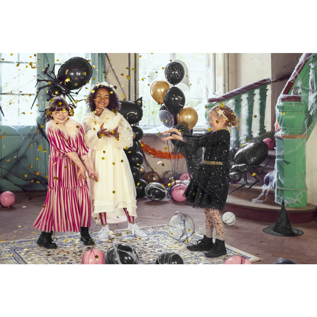 Fólia lufi fekete macska fémes részletekkel 48x36 cm