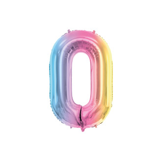 Folijski balon broj 0, pastelna duga, 86 cm
