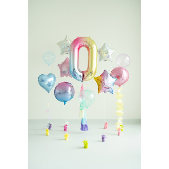 Folijski balon broj 0, pastelna duga, 86 cm