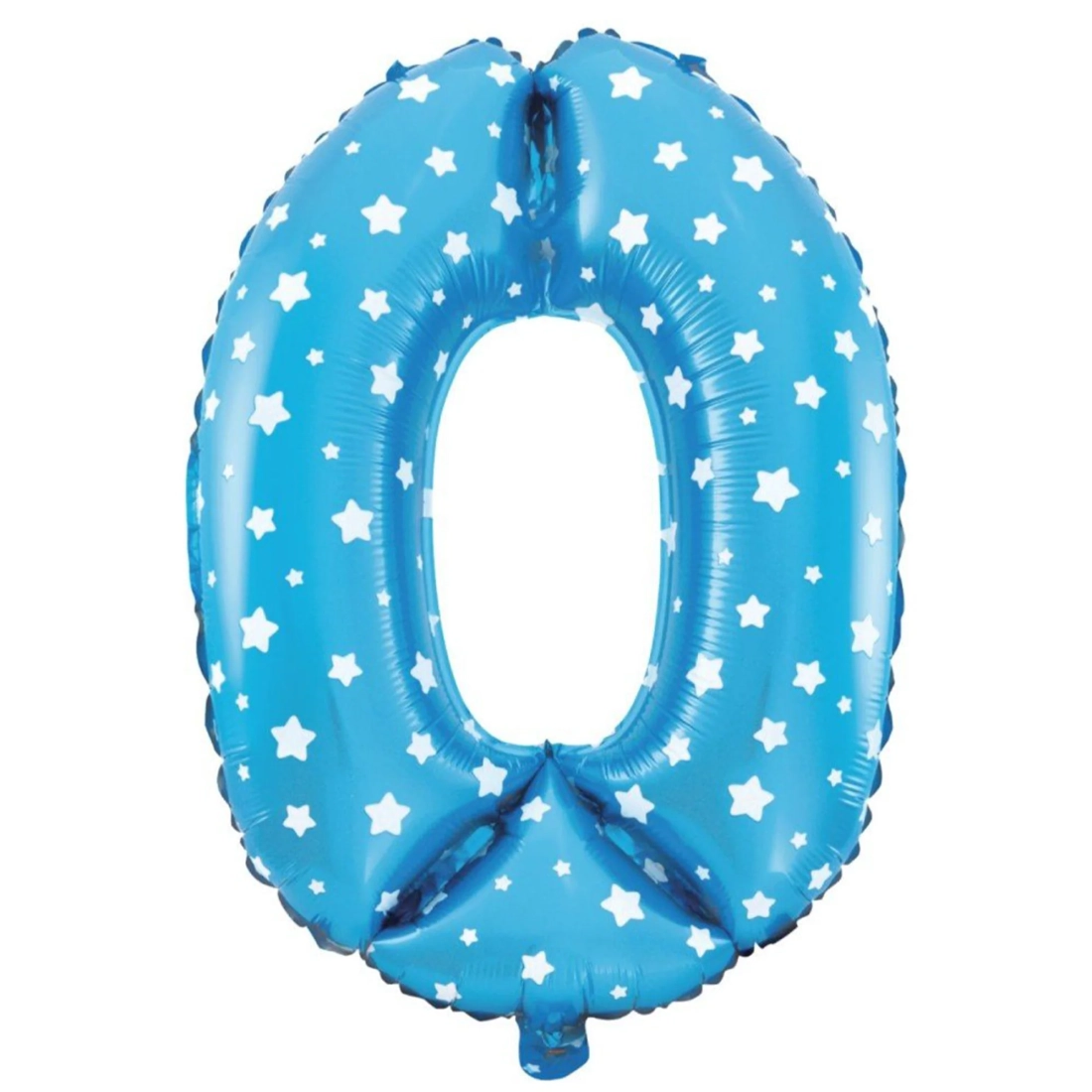 Folijski balon številka 0 moder z zvezdicami 100 cm