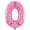 Folijski balon številka 0, rožnati s srčki, 100 cm