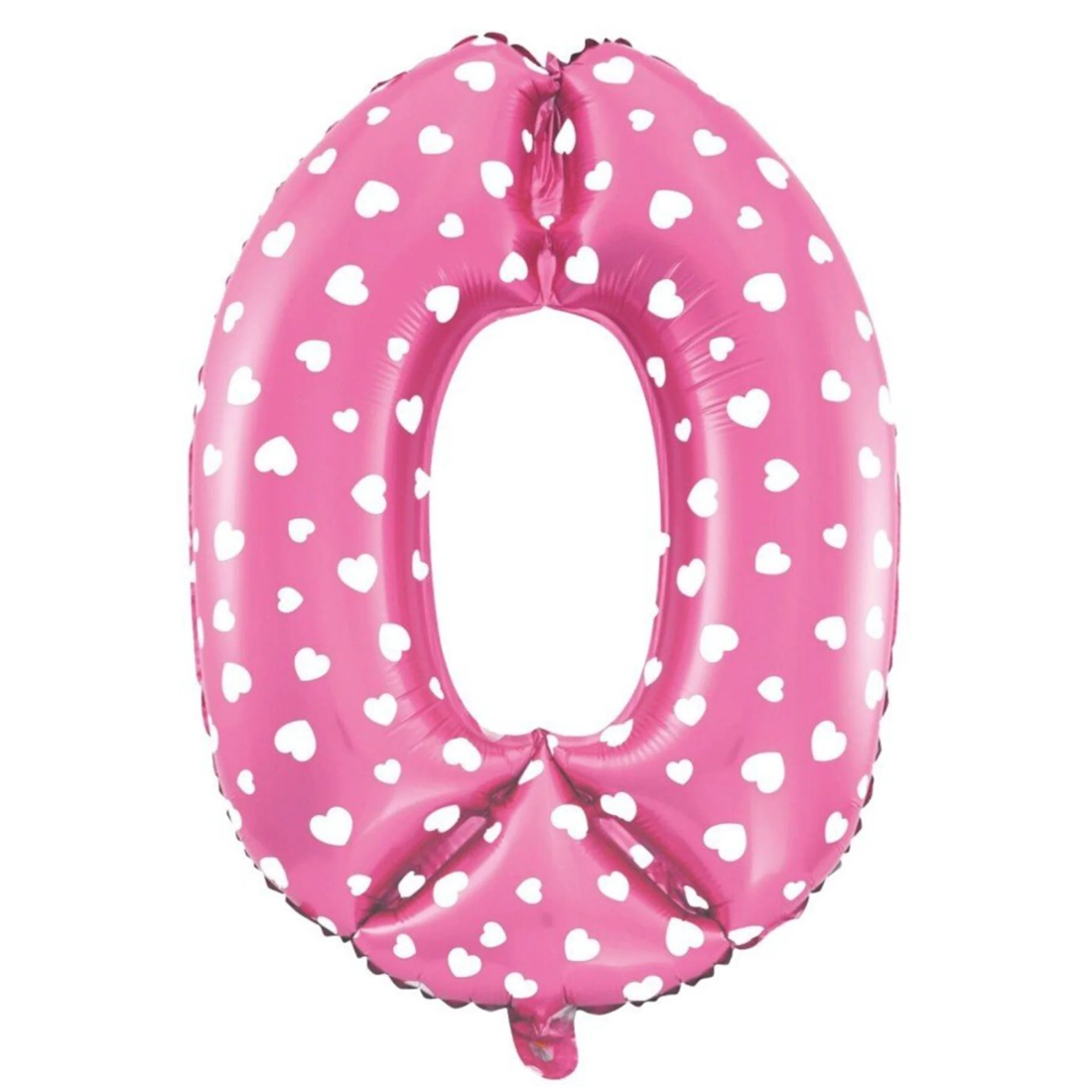 Folijski balon številka 0, rožnati s srčki, 100 cm