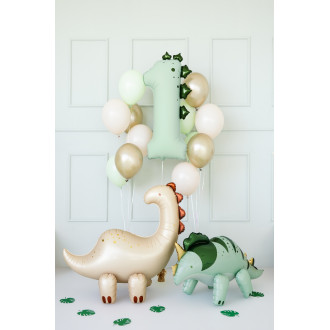 Folija balon številka 1 dinozaver, mint barva, 92 cm
