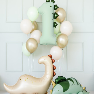 Folija balon številka 1 dinozaver, mint barva, 92 cm