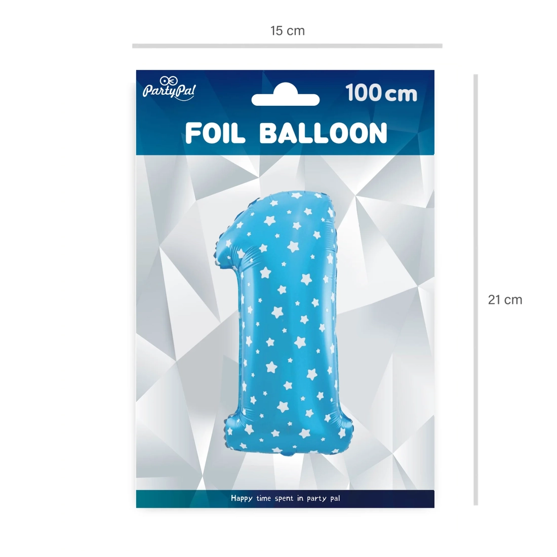 Folijski balon številka 1 z modrimi zvezdicami za rojstni dan