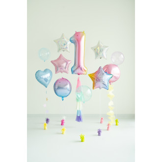 Foli balon broj 1 pastelna duga 86 cm