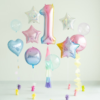 Folija balon številka 1 pastel mavrica 86 cm