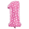 Folijski balon številka 1 s srčki roza 100 cm