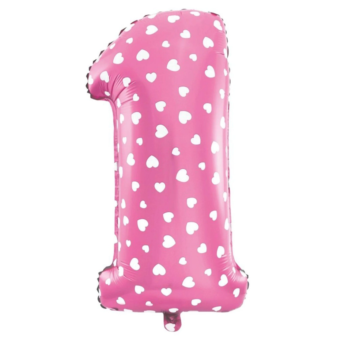 Folijski balon številka 1 s srčki roza 100 cm