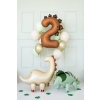 Balon din folie cifră 2, dinozaur maro, 92 cm