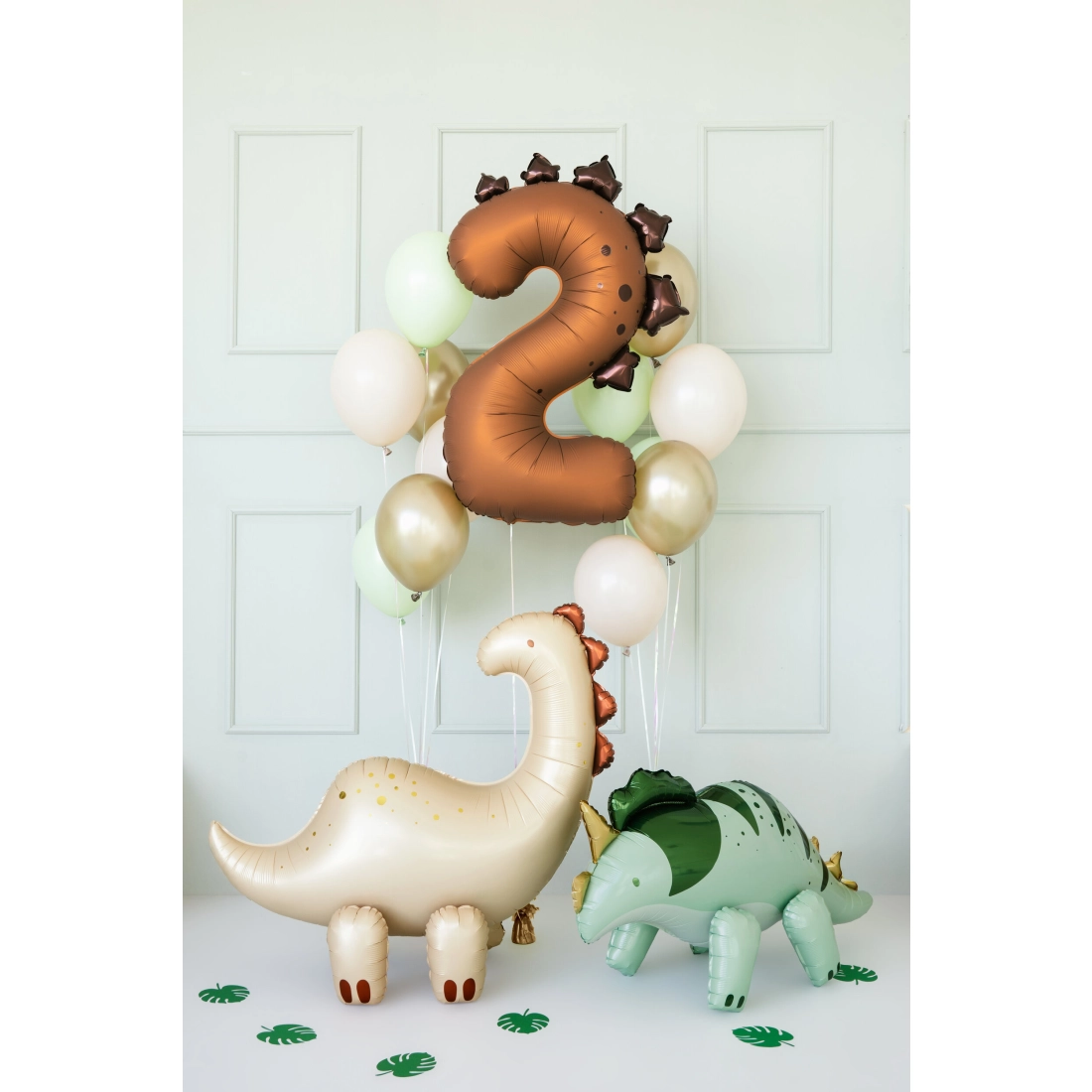 Balon din folie cifră 2, dinozaur maro, 92 cm