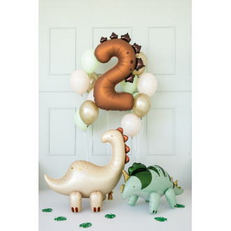 Folija balon številka 2 dinozaver rjav 92 cm