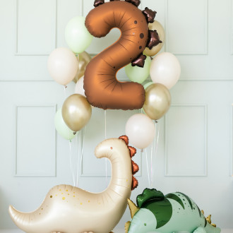 Folija balon številka 2 dinozaver rjav 92 cm