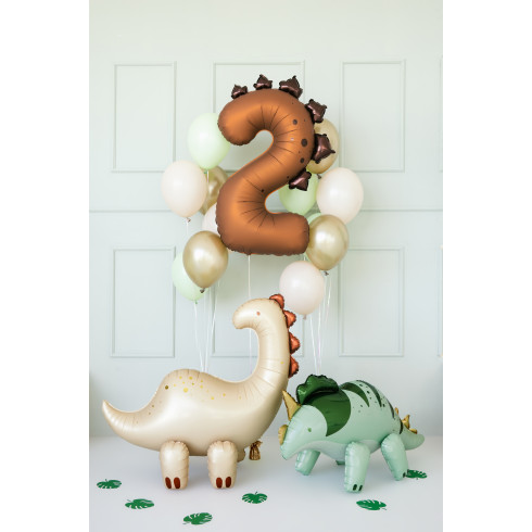 Dínós fólia lufi szám 2 – barna, 92 cm Dínós fólia lufi szám 2 – barna, 92 cm