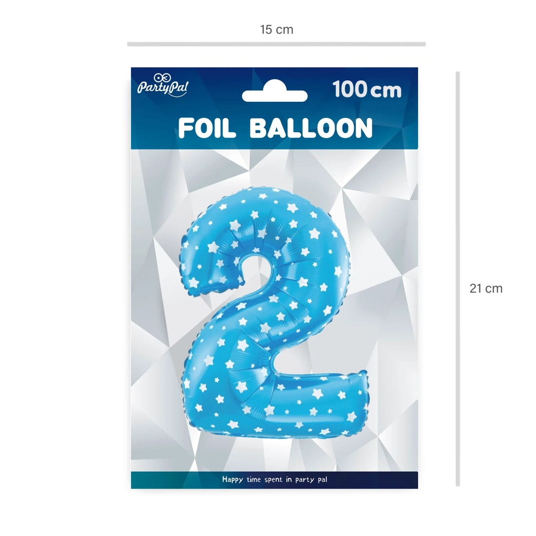 Folijski balon številka 2 modre zvezdice 100 cm