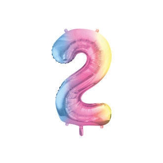 Foli balon broj 2 pastelna duga 86 cm