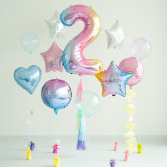 Folija balon številka 2 pastel mavrica 86 cm