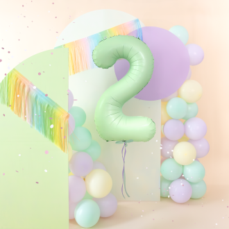 Folijski balon številka 2 pistacijevo mat mat 100 cm – rojstnodnevna dekoracija