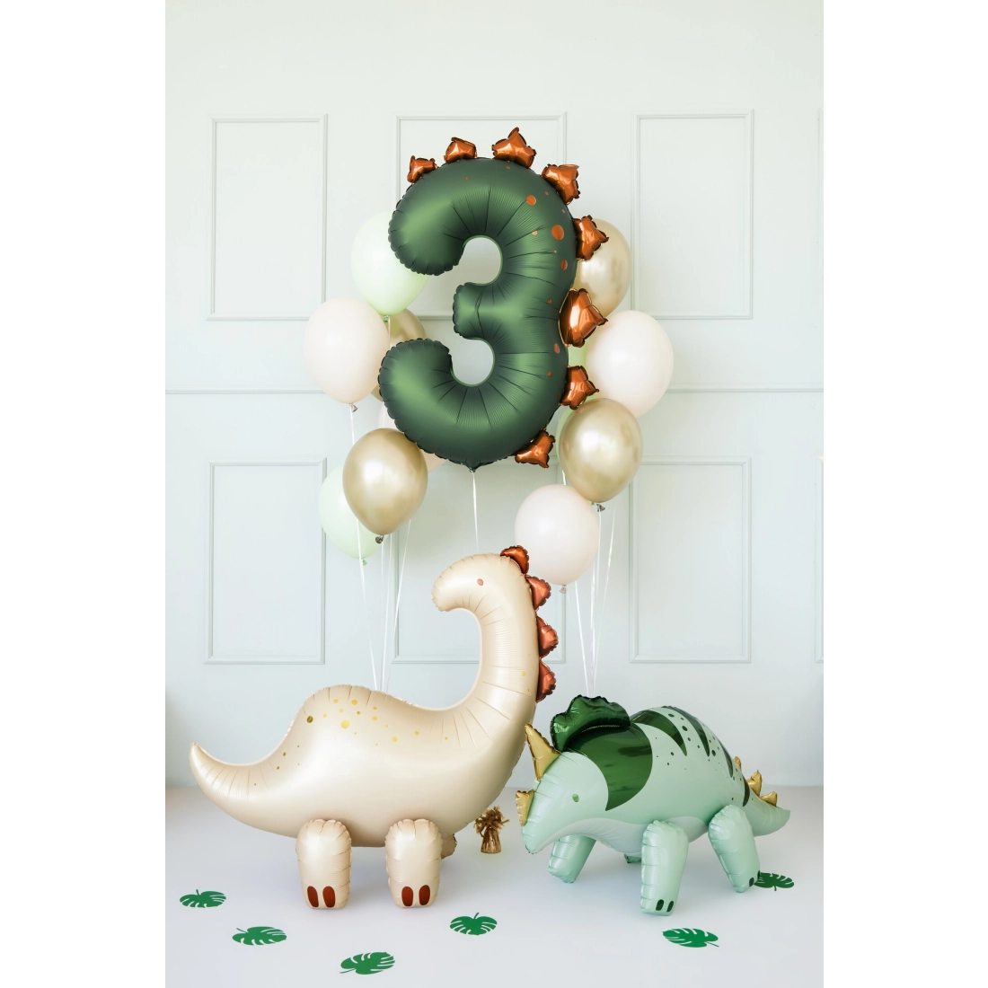Balon folie cifră 3 dinozaur, verde, 92 cm