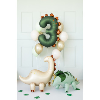 Zelen folijski balon številka 3 Dinozaver 92 cm