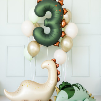 Zelen folijski balon številka 3 Dinozaver 92 cm